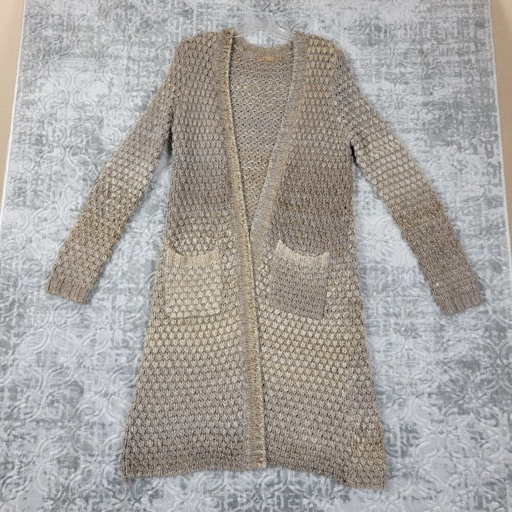 Prana Rho Duster Open Cardigan Women's Medium Brown Knee Length Comfort